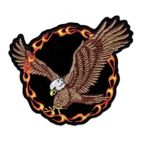 Ring of Fire Eagle Iron on Sew on Biker Patch by Miltacusa