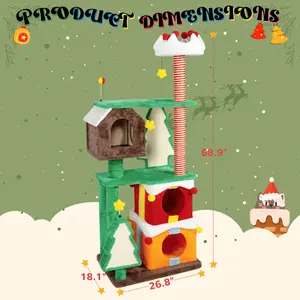 Multi - Level Colorful Cat Tree  Tower   - Integrated Cat Bed & Scratcher, Stable Base, Must - Have for Multi - Cat Homes for Your Christmas Gifts Calming