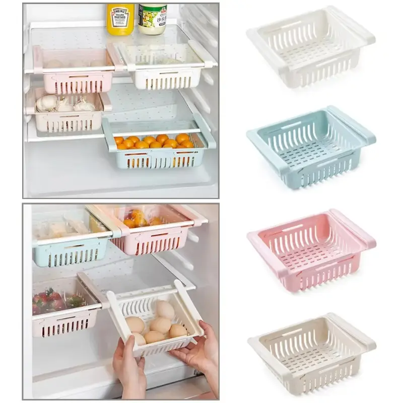 Fridge Organizer Storage Box Refrigerator Drawer Plastic Storage Container Shelf Fruit Egg Food Storage Box Kitchen Accessories Stackable Fridge Organizer