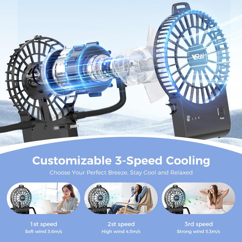 Portable handheld creative fan robot statue, compact portable rechargeable desk fan robot figurine with suction cups and mobile phone holder integrated into one, suitable for offices and cars, black personal fan robot figurine