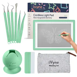 iVyne Complete Set Rechargeable A4 Light Pad, Weeding Tools for Vinyl, Scrap Collector for Cricut and Silhouette Machines for Every Tracing