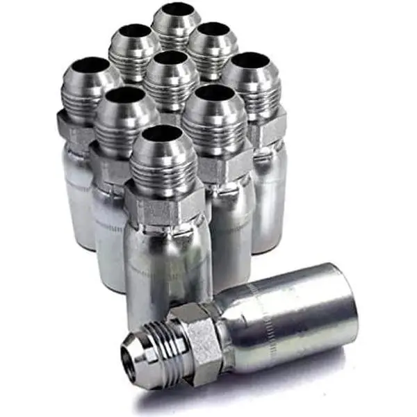 (10-Pack) Carbon Steel Corrosion Resistant MJ-04-04 Hydraulic Hose End Crimp Fitting, Dayco Weatherhead Compatible, 1/4" I.D. Hydraulic Hose x 1/4" JIC 37° Male Flare