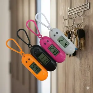 Portable Digital Keychain Watch with LED Display, Oval Electronic Clock Keyring for Kids Time Management, Multifunction Timer Pendant, Accurate Digital Wristwatch Accessory, Learning Stopwatch Keychain Gift