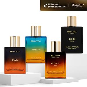 Hustle & Havoc by BellaVita Luxury | Perfume Gift Set | 4x100ml EDP Collection | CEO Man, G.O.A.T. Man, Narco & Devil | Long-Lasting Woody, Fresh & Spicy Fragrances | Men's & Unisex Gift Set | Father's Day Gift | Super Brand Day Exclusive