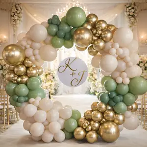 160PCS Sage Green and Gold Balloon Garland Arch Kit, Olive Green White Sand and Gold Confetti Balloons with Heart Foil for Baby Shower, Wedding and Engagement Party Decor