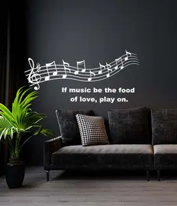 Music Notes Wall Decals, Music Wall Decal, Music Food of Love, Inspirational Quote, Motivational Decal, Music Studio, Music School Art, Teachers Decor nm133 Decorative Stickers