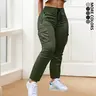 Female Lightweight Cargo Pants - Athletic, Straight Cut, Elastic Waistband with Drawstring, Multiple Zippered Pockets, Machine Washable, Suitable for Outdoor & Date Use, All-Season Casual Womenswear