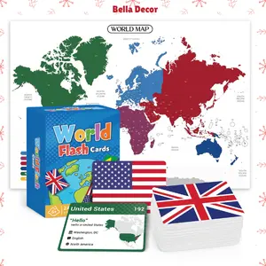 Bellá Decor World Flash Cards 245PCS Countries of The World Flags Educational Game for Kids & Adults Visual Learning Tools International Warranty Learning Materials