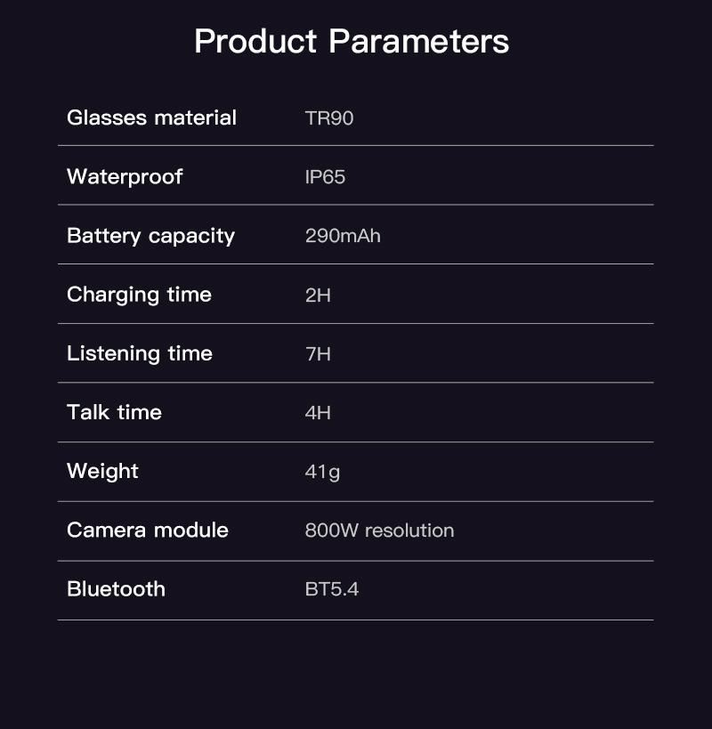 Smart AI Camera Glasses 8MP High-quality Photos Wearable Bluetooth Video Music WiFi Camera Translation AI Voice, button touch adjustment Sunglasses