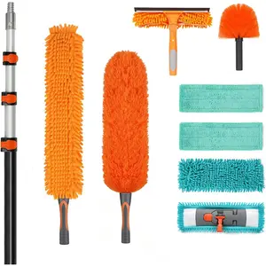 20ft High Ceiling Duster Kit with 4-12ft Heavy-Duty Extension Pole, Cobweb Duster, Ceiling Fan Duster, Window  & Cleaner, Microfiber Duster, Wall Mop for  High Reach Cleaning