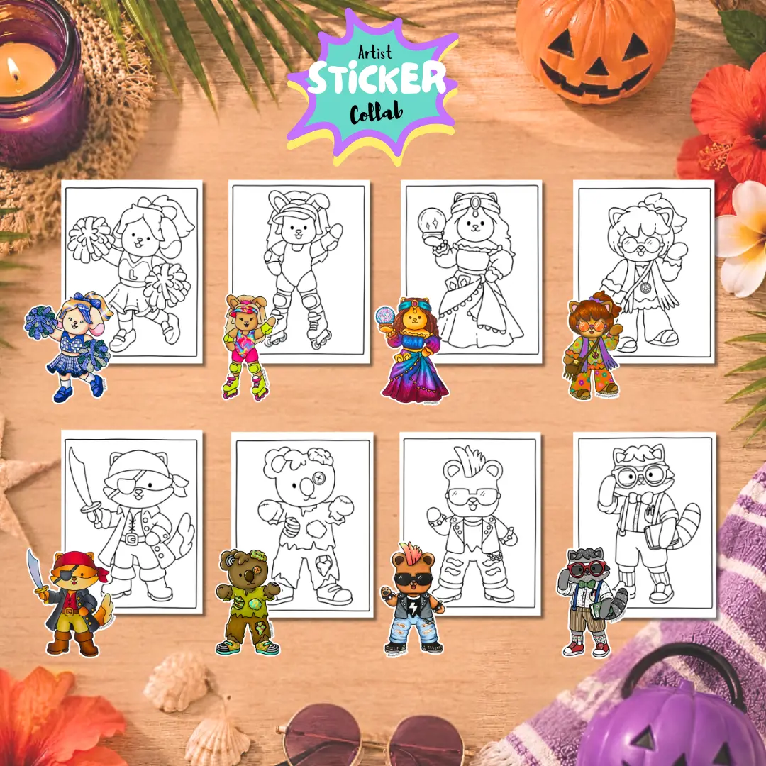 Summerween Mini Bundle Featuring Character Cards, Artist Collab Stickers
