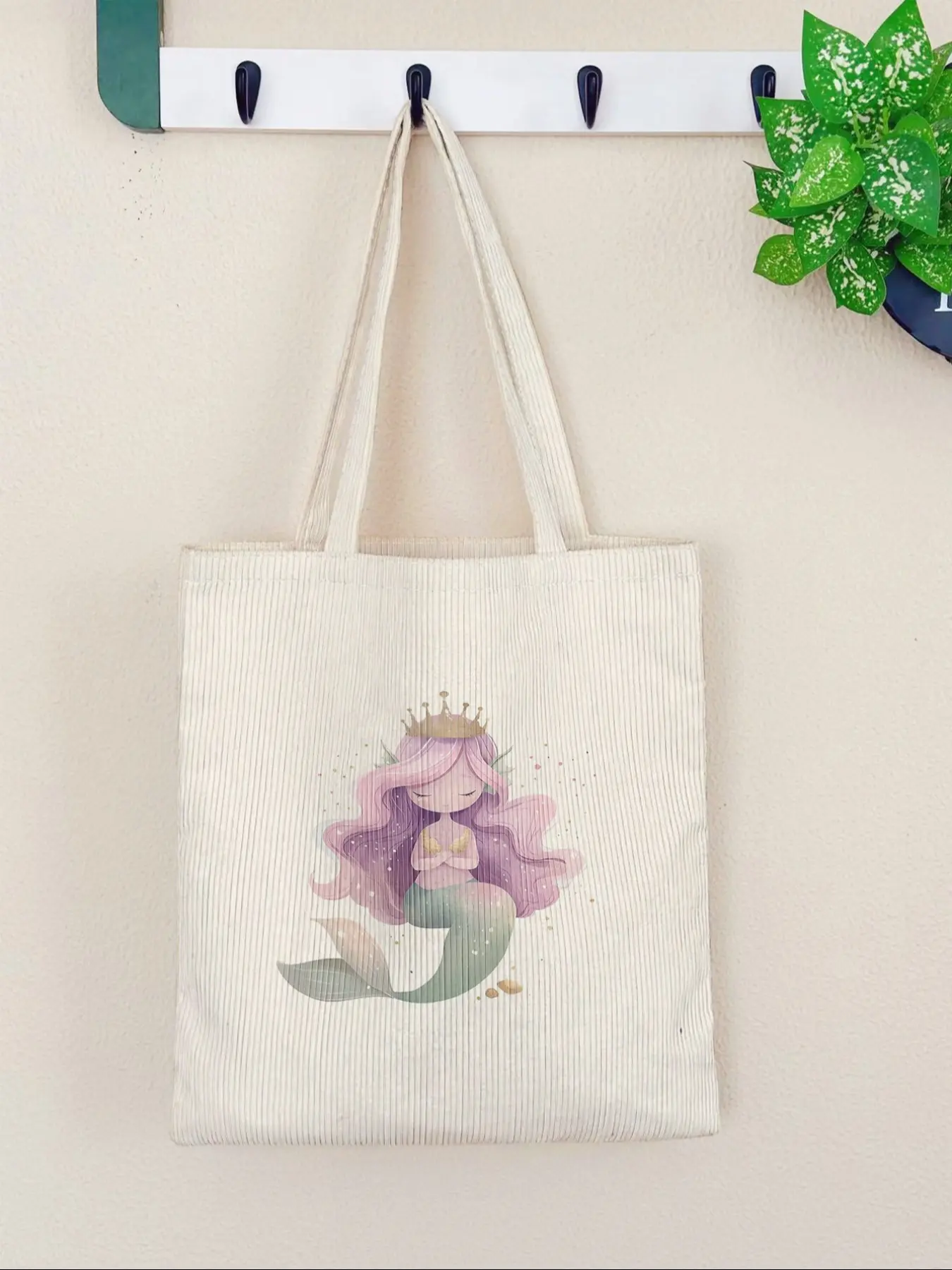 Mermaid Pattern Handbag, Large Capacity Shoulder Bag, Casual Daily Use, Suitable for Men and Women, All Seasons