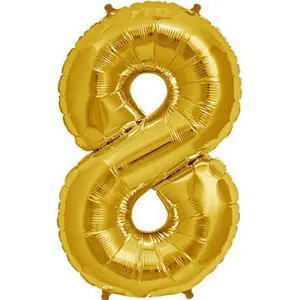Number 8 Gold Foil Balloon 14" in each. 35065-14
