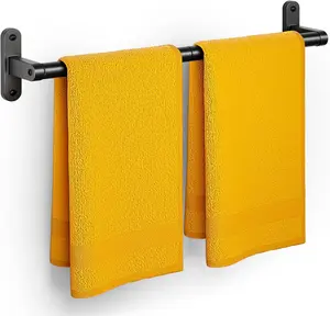 Towel Rack for Bathroom 24" Rustproof Towel Holder Sturdy Wall Mounted Bar Space Saving Hanger Black Home Decor Apparment Essentials