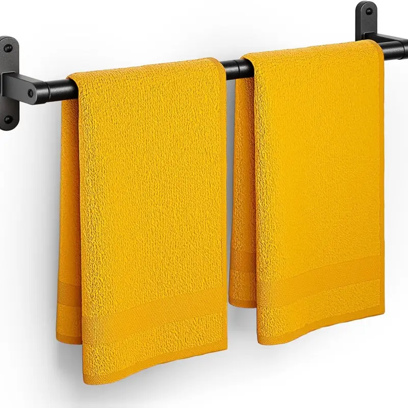 Towel Rack for Bathroom 24" Rustproof Towel Holder Sturdy Wall Mounted Bar Space Saving Hanger Black Home Decor Apparment Essentials