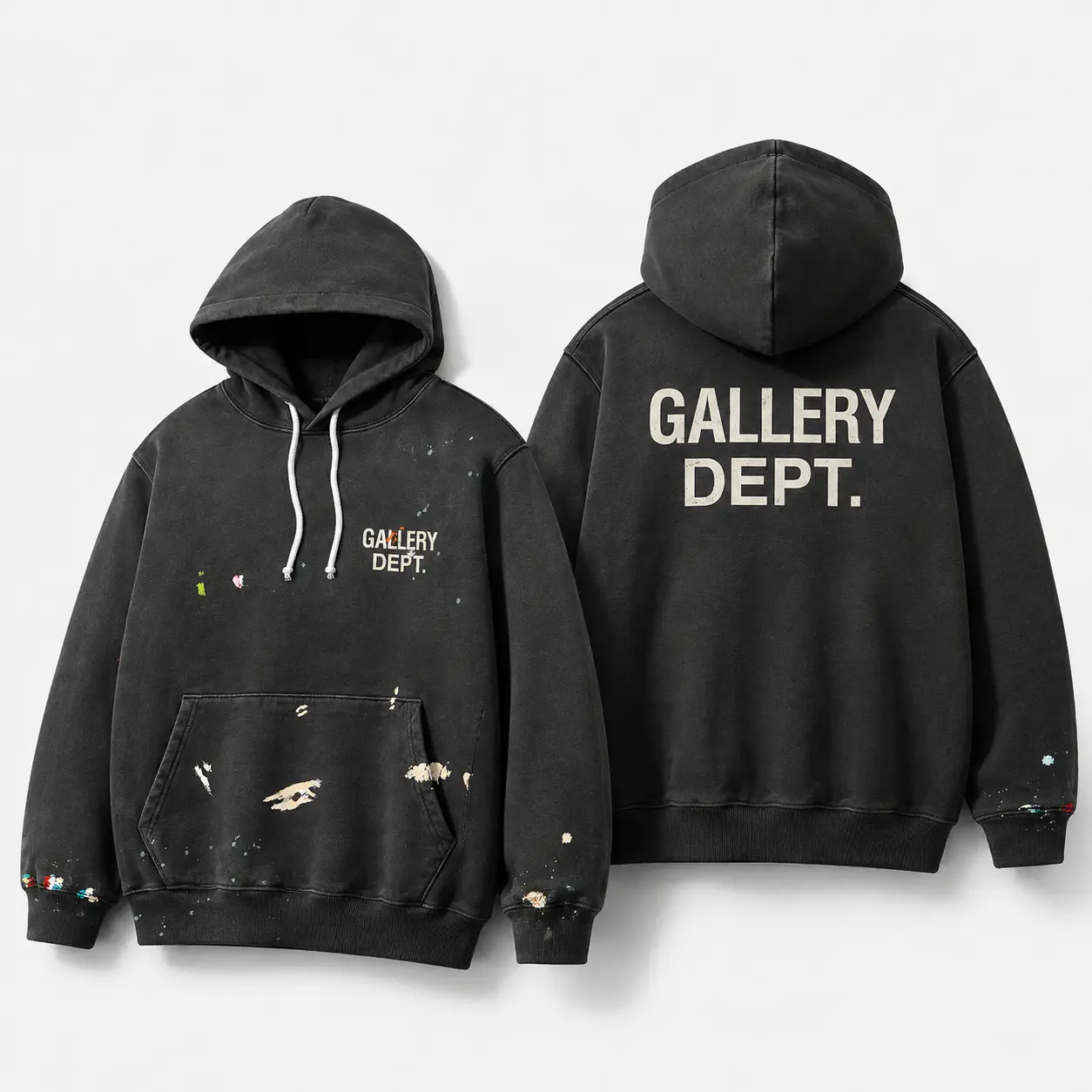 Gallery Dept. Paint Logo Hoodie, Men's Graphic Pullover Streetwear Sweatshirt with Oversized Back Print