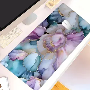 Floral Pattern Extended Mouse Pad, 1 Count Rectangle Gaming Mouse Pad, Non-Slip Rubber Base Keyboard Pad, Office Desk Mat for Gaming and Work, Mousepad