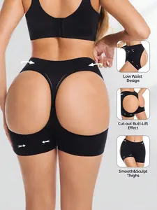 Women's Cut Out Thong Shapewear Bottoms Butt-Lifting Sports Boxer Briefs Push-Up Panty With Open Hip Booty Enhancer Low Waist Design Cut-out Butt-Lift Effect Smooth Sculpt Thighs