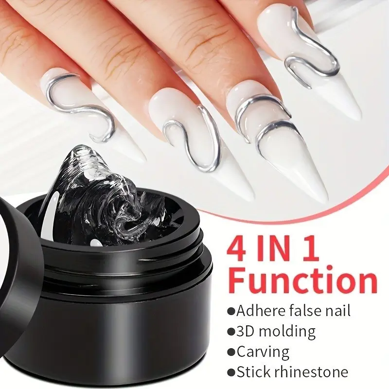 OsNailmall Solid Nail Tip Gel for Quick Extension, Transparent Clear Builder Gel Non-Stick Hand 3D Modeling, Carve Gel Stick, Rhinestone Soak off UV LED Nail Art Gel Varnish, Manicure Nail Care Removable