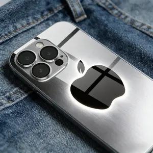 Premium Black Gray Luminous Line Apple Pattern Electroplated Tempered Glass Phone Case with Lens Protection| Fits iPhone 11/12/13/14/15/16/17 Pro/Pro Max/Plus| High-End Shockproof Glow-in-Dark Cover