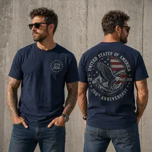 America 250 Shirt, 250th Anniversary, Patriotic Eagle Tee, Front And Back Print, Veteran Dad Gift, 1776 To 2026, Mens 4th Of July Top
