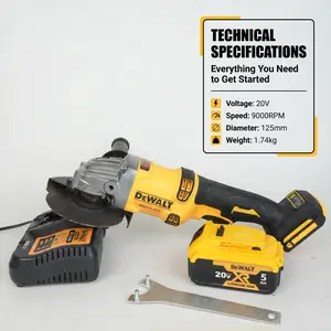 Dewalt DCG405-125 Angle Grinder 20V M14 Cordless 125mm Cutting Tool For Metal Construction Work Grinding Machine Kit One Battery Charger 2026 power wheel adapter workshop use