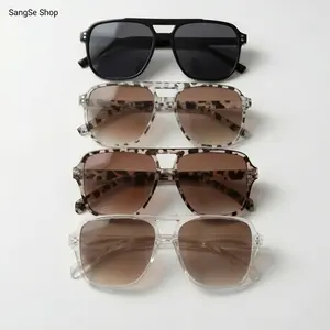 Unisex 4-Pack Retro Square Aviator Sunglasses - Y2K Oversized Aesthetic, Lightweight, UV Protection, Screen Blocking Casual Sports Eyewear for Summer Travel, Beach