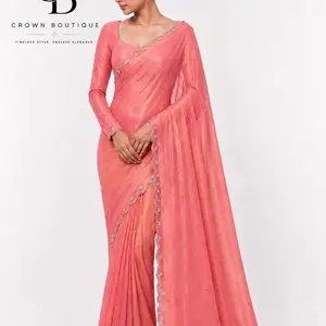 Premium Boutique Work Saree with Stitched Blouse Womenswear Clothes