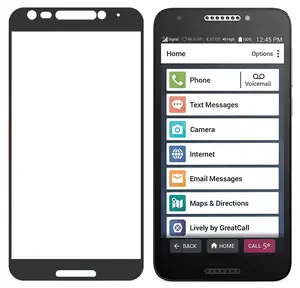 Tempered Glass for Jitterbug Smart2, Nakedcellphone [FULL SIZE] 9H Hard Clear Screen Protector Guard [Scratch/Crack Saver] with Black Trim Border for GreatCall Jitterbug Smart2 Phone