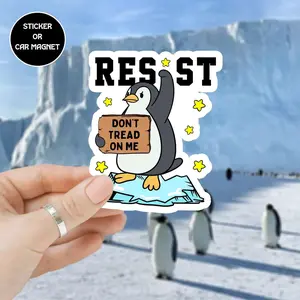 Flippers Up I Stand With Penguins Sticker, Penguins Tariff Anti Trump Bubble-free Sticker, Don't Tread On Me, Penguins Tariff Sticker