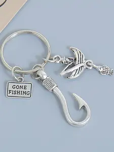 Hot Selling Personalized Alloy Boat Fish Hook Keychain Backpack Hanging Accessory, Casual Style, All Seasons, Random Print