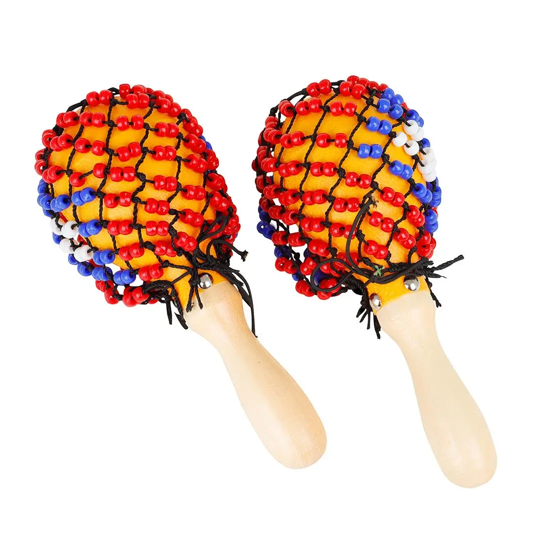 Handheld Cabasas, 1 Pair Colorful Beaded Handheld Cabasas, Musical Instrument for Teenager & Adults, Percussion Instrument for Home & School