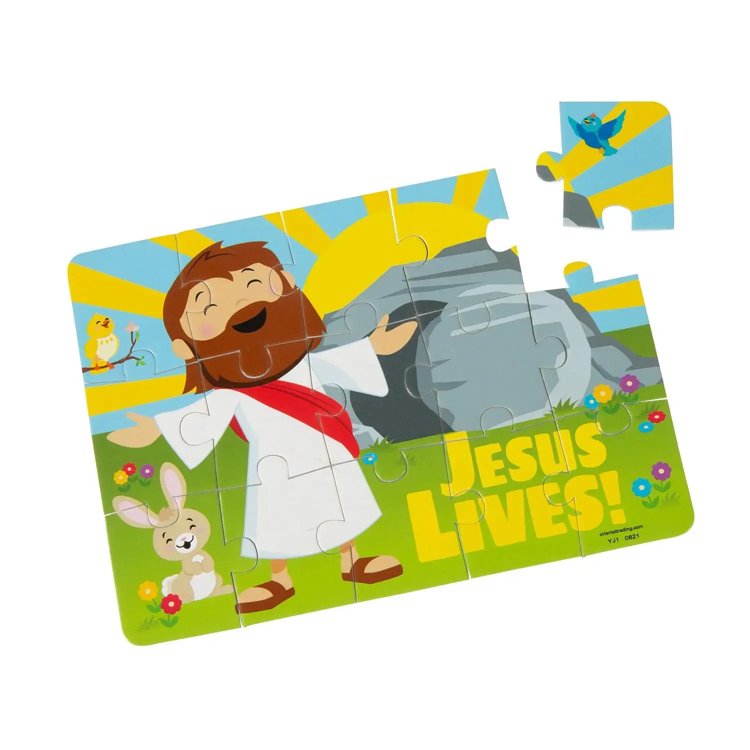 Colorful Mini He Lives Jigsaw Puzzles - 12 Pc. for Easter Fun