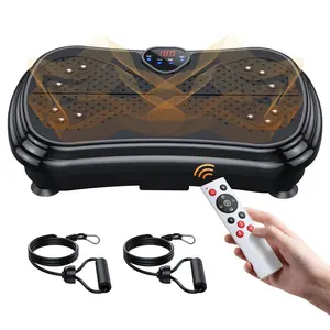 PUREROYI Vibration Plate Exercise Machine with 400 Lbs Capacity for Lymphatic Drainage & Whole Body Vibration Training Includes Resistance Bands for Home & Office Use