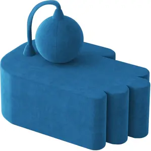 Funky Hand Shaped Sofa Chair with Round Throw Pillow Attached, Cool Baseball Inspired Comfy Boneless Couch, Weird Bedroom and Gaming Room Decor 38 x 26 Inch