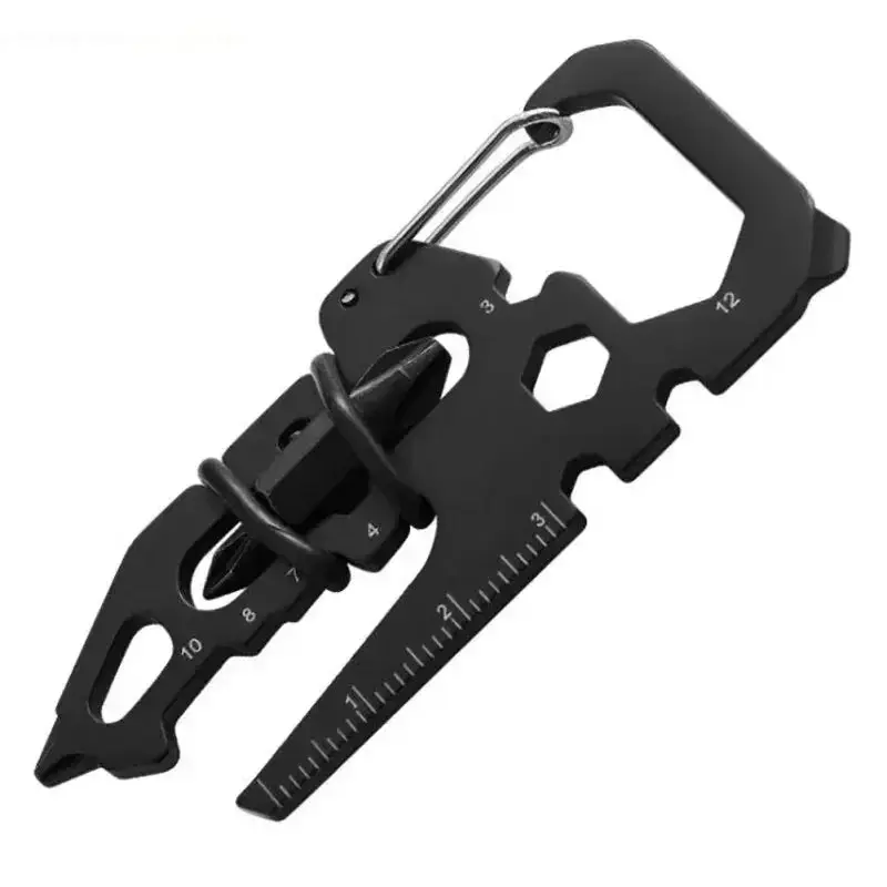 Stainless Steel Outdoor Tools Carabiner Clip Bottle Opener Keychain Ring Multifunction Card Tool Camping Climbing Accessories carabiner Hanging Kitchen