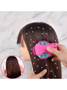 220 Granule Hair Jewels Stamper DIY Set, 1 Box Multicolor Glitter Hair Styling Tools with Makeup Mirror & Loop Ring, Heatless Styling Tool for Women & Girls, Hair Style, Curly Hair Products, Hairstyles Hair Styling Accessories