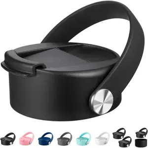 Flip lid for Hydro Flask Wide Mouth 32 40 oz with Flexible Handle, Replacement Coffee Lid Compatible with Hydroflask, Nalgene, and More Top Water Bottle Brands Wide Mouth 32 oz 40 oz