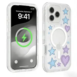 Premium 5-Pack iPhone Case for 17 16 15 14 13 12 11 Pro Max Plus X/XS XSMAX| Magnetic Clear Acrylic Cover, Shockproof, Non-Yellowing，High Quality iPhone Case