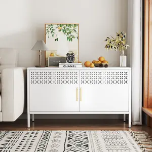 43.3" Wide Metal TV Console Unit | Low Profile Media Stand with Shelves for up to 65" TV, Heavy Duty Steel Frame, 25.2" Height, Easy Assembly door Freestanding Mirrored Wardrobe Drawers Powered Dresser Glass Top Large Storage LED spotlight day Lighted