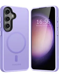 For Samsung Galaxy S24 S24 Plus S24 Ultra MagSafe Shockproof Protective Clear Case Cover (Purple)