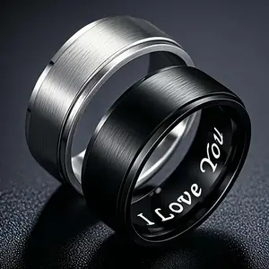 I love you ring stainless steel plain ring couple ring fashion accessories daily match I love you ring stainless steel plain ring couple ring fashion accessories daily match