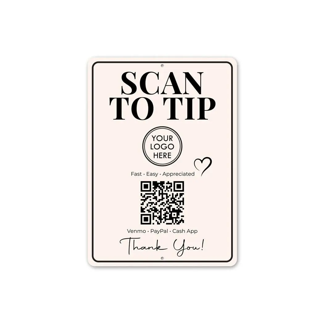 Scan To Tip QR Code Thank You Sign