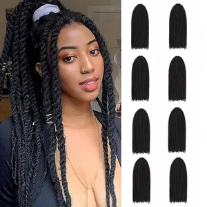 8 Packs Marley Twist Braiding Hair Synthetic hair Cuban Twist hair extensions COCO Twist Hair Afro Kinky Curly Crochet braids Synthetic Braiding Hair Extensions for black women (18 Inch,1B)