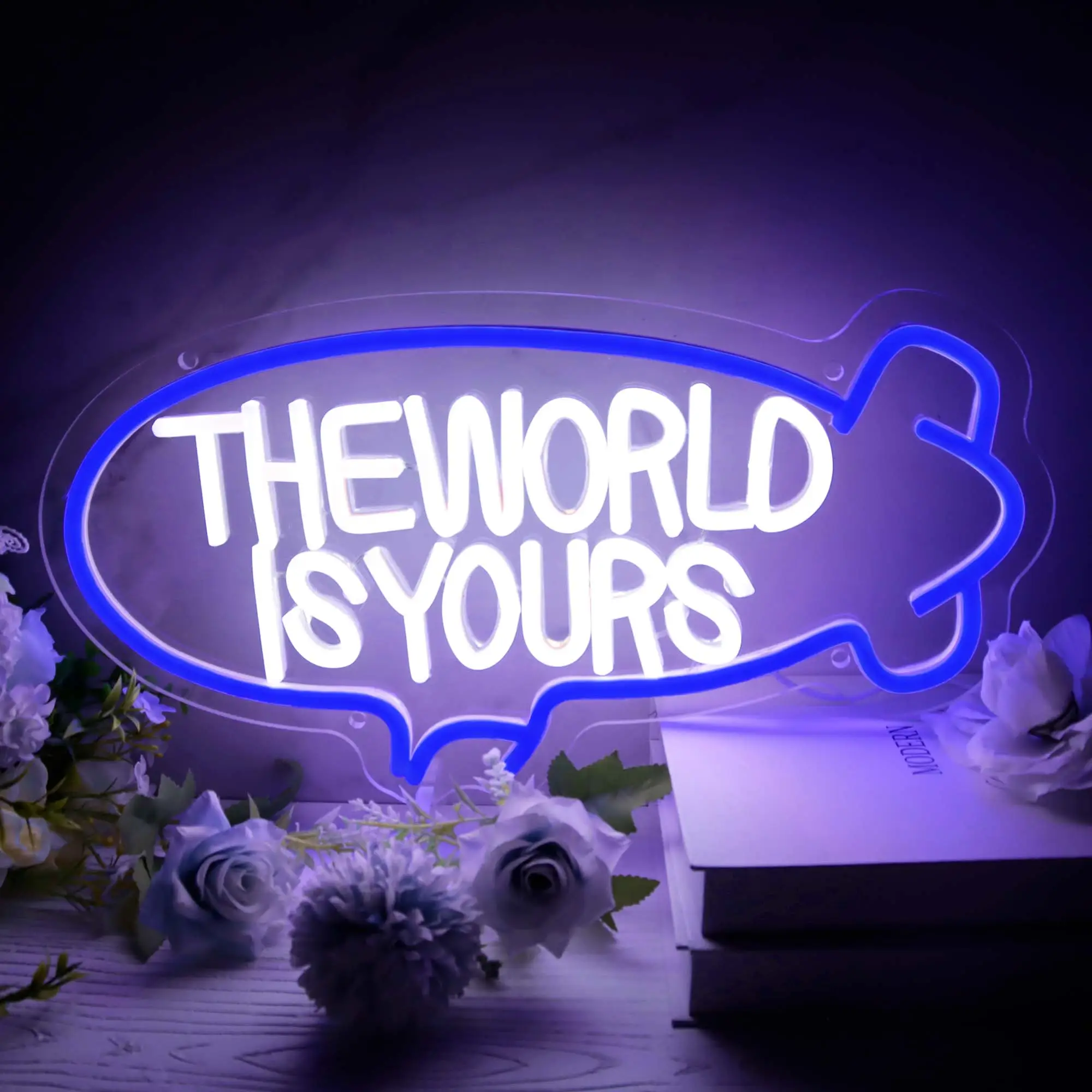 Nata The World Is Yours Neon Signs for Wall Decor, Dimmable Blimp Airship LED Neon Sign for Man Cave Beer Bar Game Room Wedding Birthday Party Gift yo