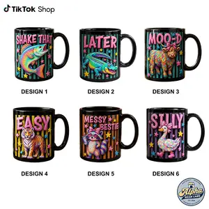 3D Effect Mug Funny Animal Pun Collection, Cute Highland Cow Duck Tiger Fish Alligator Raccoon Coffee Mug