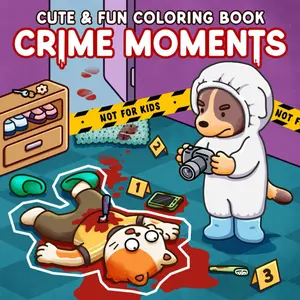 Crime Moments: Adult Coloring Book with Comfy and Creepy Crime Scenes of Animal Characters for Relaxation and Stress Relief Colorful Marker Pen