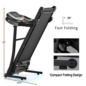 Folding Treadmill Electric Running Machine 2.5HP Motor 300LBS Weight Capacity Walking Jogging Machine with 3 Level Incline 12 Preset Programs for Home Gym