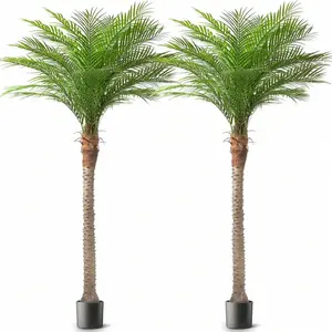 2-Pack Tree 7ft 8ft 9ft Artificial Phoenix Palm Tree Outdoor Indoor Decoration Fake Plant with Adjustable Leaves Large Artificial Xigang Palm Tree Suitable for Home Office Living Room Courtyard Outdoor Terrace Poolside