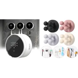 Wall Mounted Toothbrush Holders - Electric Toothbrush Holder, Cleaner & Dryer, Auto Inductive Open/Close Cover for Home, Travel + 4Pc Tooth Brush Razor Holder for Shower